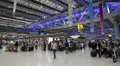People inside international airport in Bangkok, Thailand HD Footage