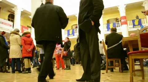 People inside Kiev State City Administration, Euro maidan, Kiev, Ukraine. Stock Footage 35902609