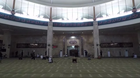 People inside the Sabilal Muhtadin Mosque, Banjarmasin, Kalimantan, Indonesia Stock Footage 163633632