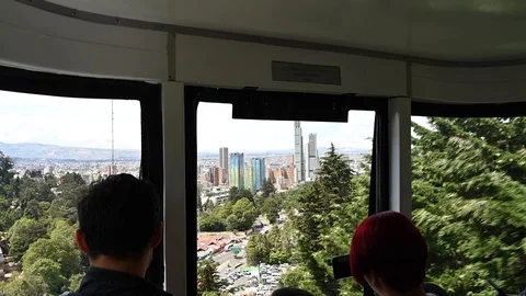 People inside View of  cable car cabin gondola Stock Footage 126292276