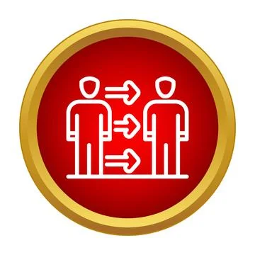 People interacting with arrows representing communication flow Stock Illustration