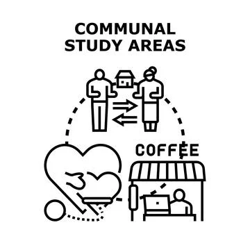People interacting in communal study areas concept Stock Illustration