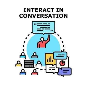 People interacting in conversation and sharing information Stock Illustration