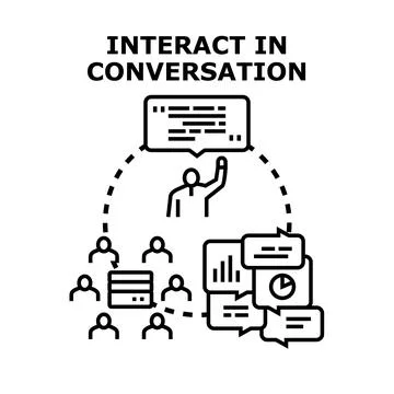 People interacting in conversation and sharing information Stock Illustration