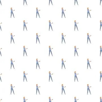 People interacting with digital devices seamless repeating pattern Stock Illustration