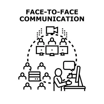 People interacting face to face and virtually communicating 스톡 일러스트