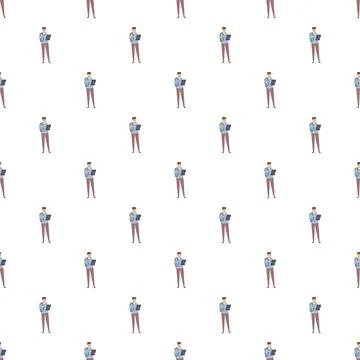 People interacting with laptops seamless digital work pattern Stockillustratie