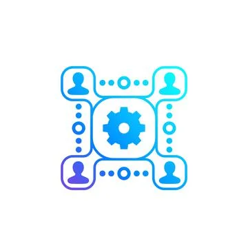 People interacting, management vector icon Stock Illustration
