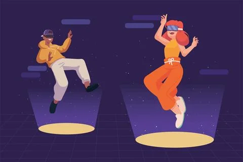 People interacting in the metaverse Illustrazione stock
