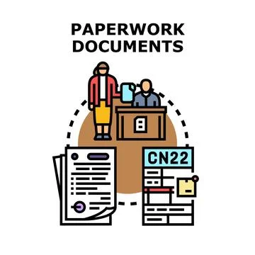 People interacting with official paperwork and documents 库存插图