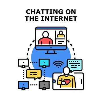 People interacting online through internet chat communication Stock Illustration