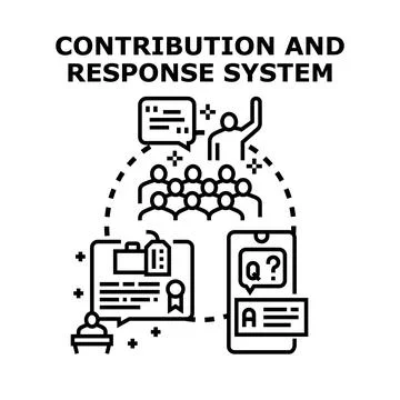 People interacting in presentation contribution and response system Stock Illustration