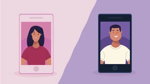 People interacting through smartphones with a split screen background showi.. Stock Footage 333426975