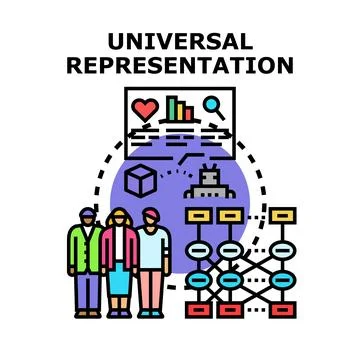 People interacting with universal data representation and ai Stock Illustration