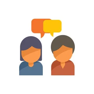 People interaction icon flat vector. Digital social Illustrazione stock