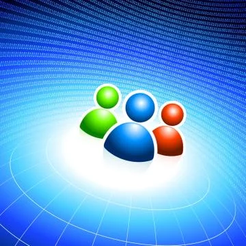 People with internet binary code background icon Stock Illustration