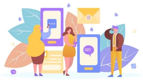 People in internet mobile communication technology, vector illustration. Message Stock-Illustration