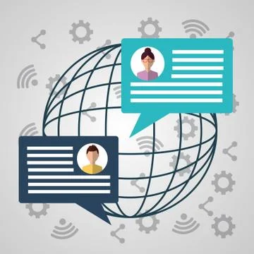 People internet world globe message talk dialog Illustration