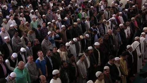 People in Islamic prayer Stock Footage 83832043