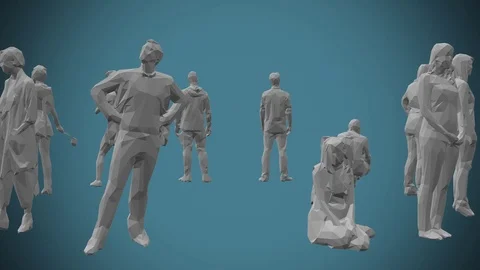People in isolated colorful loop animation with matte Vídeos de archivo 111749554