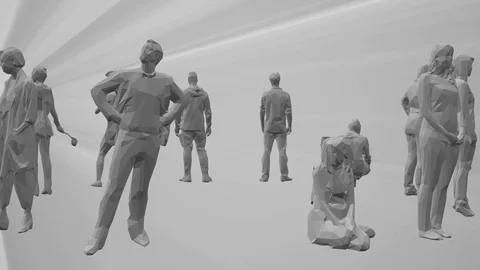 People in isolated gray loop animation with light rays Vídeos de archivo 111749564