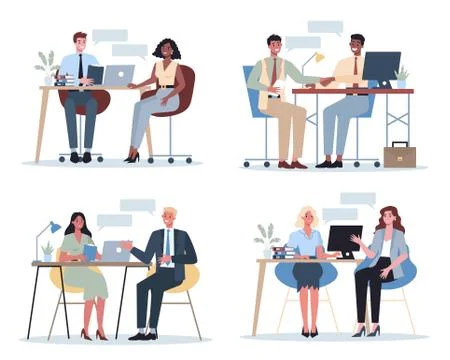 People on a job interview set. Idea of business company Illustrazione stock