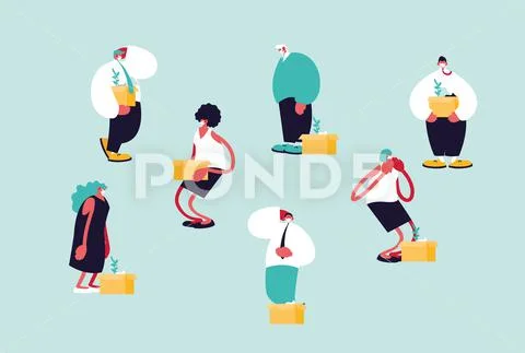 People jobless by coronavirus, unemployment Stock Illustration