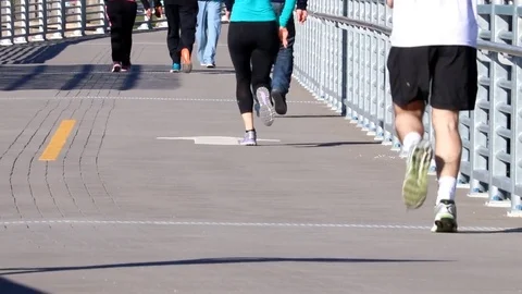 People jogging and exercising Stock Footage 74161308