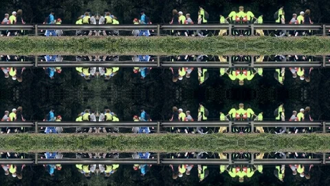 People Jogging Mirror Effect Style Stock Footage 105579723