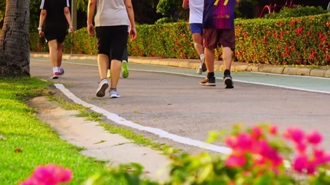 People jogging in the park in the evening Selective focus Stock Footage 171799344