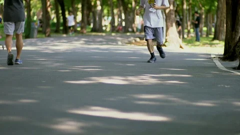 People jogging In A Park Stock Footage 69765212