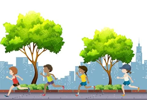 People jogging in the park Ilustração Stock