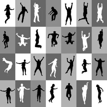 People jumping Stock Illustration