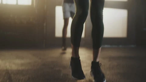 People jumping on the skipping rope Stock Footage 236186596