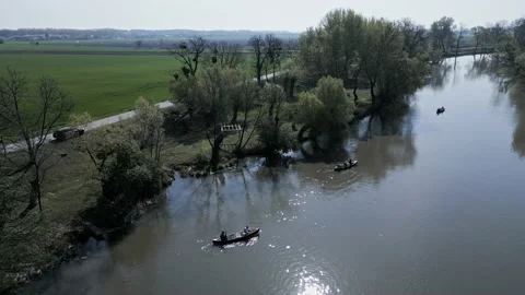 People kanoeing on river Stock Footage 239404754