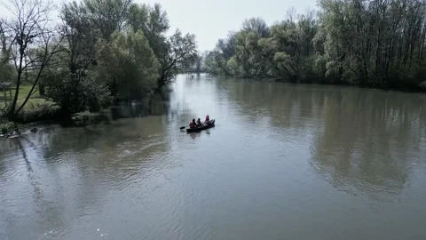People kanoeing on river Stock Footage 239404758