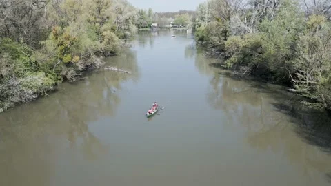 People kanoeing on river Stock Footage 239404893