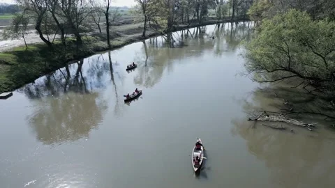 People kanoeing on river Stock Footage 239405156