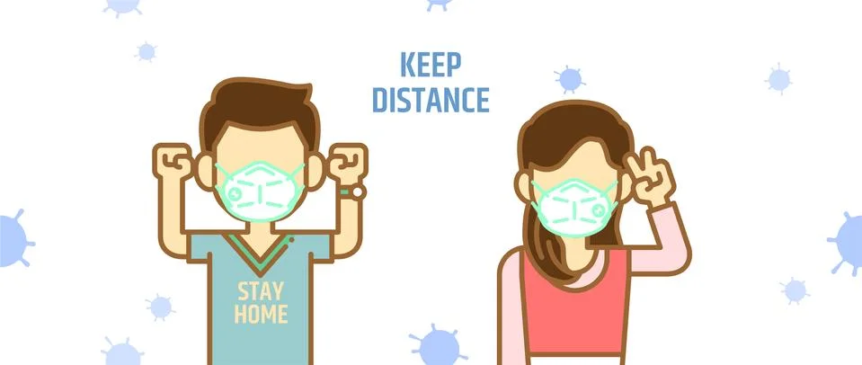 People in keep distance concept vector illustration. Stock Illustration