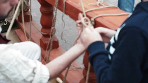 People Knit Knots Stock Footage 63129644