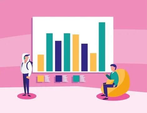 People with laptop and workflow vector design Stock Illustration