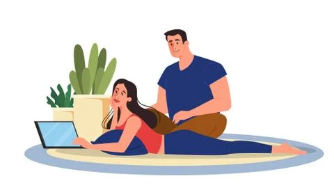 People with laptop computer. Character working on notebook. Stock Illustration