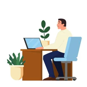 People with laptop computer. Character working on notebook. Stock Illustration