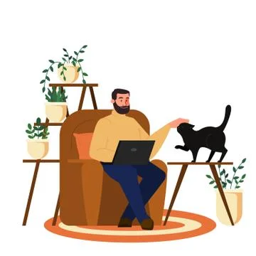 People with laptop computer. Character working on notebook. Stock Illustration