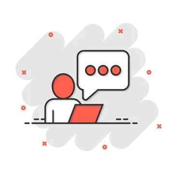 People with laptop computer icon in comic style. Pc user cartoon vector illus 스톡 일러스트