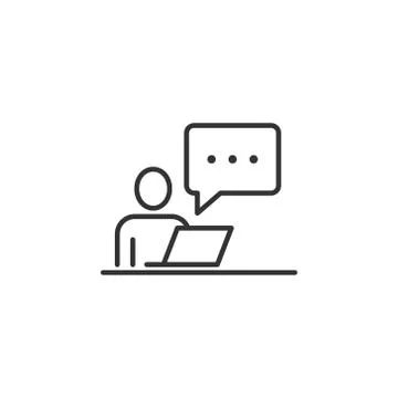 People with laptop computer icon in flat style. Pc user vector illustration o 库存插图