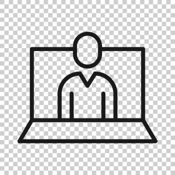 People with laptop computer icon in flat style. Pc user vector illustration o 库存插图