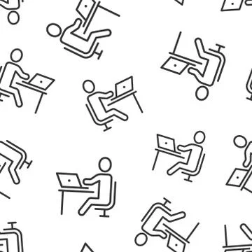 People with laptop computer icon in flat style. Pc user vector illustration o 库存插图