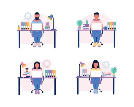 People with laptops Stock Illustration