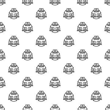People laptops network connection team collaboration seamless pattern Stock Illustration